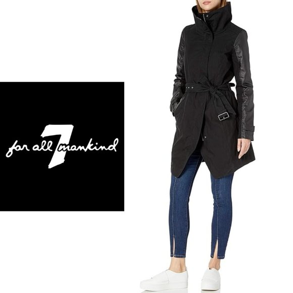 7 For All Mankind Belted Asymmetrical Trench Coat - Extra-Small - Picture 1 of 8